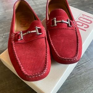 Mens Suede Red Loafers